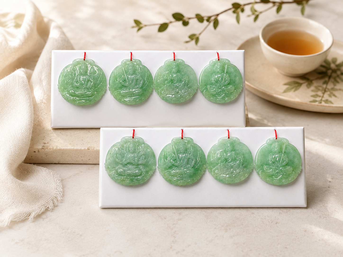 Jade Buddha Pendant Set