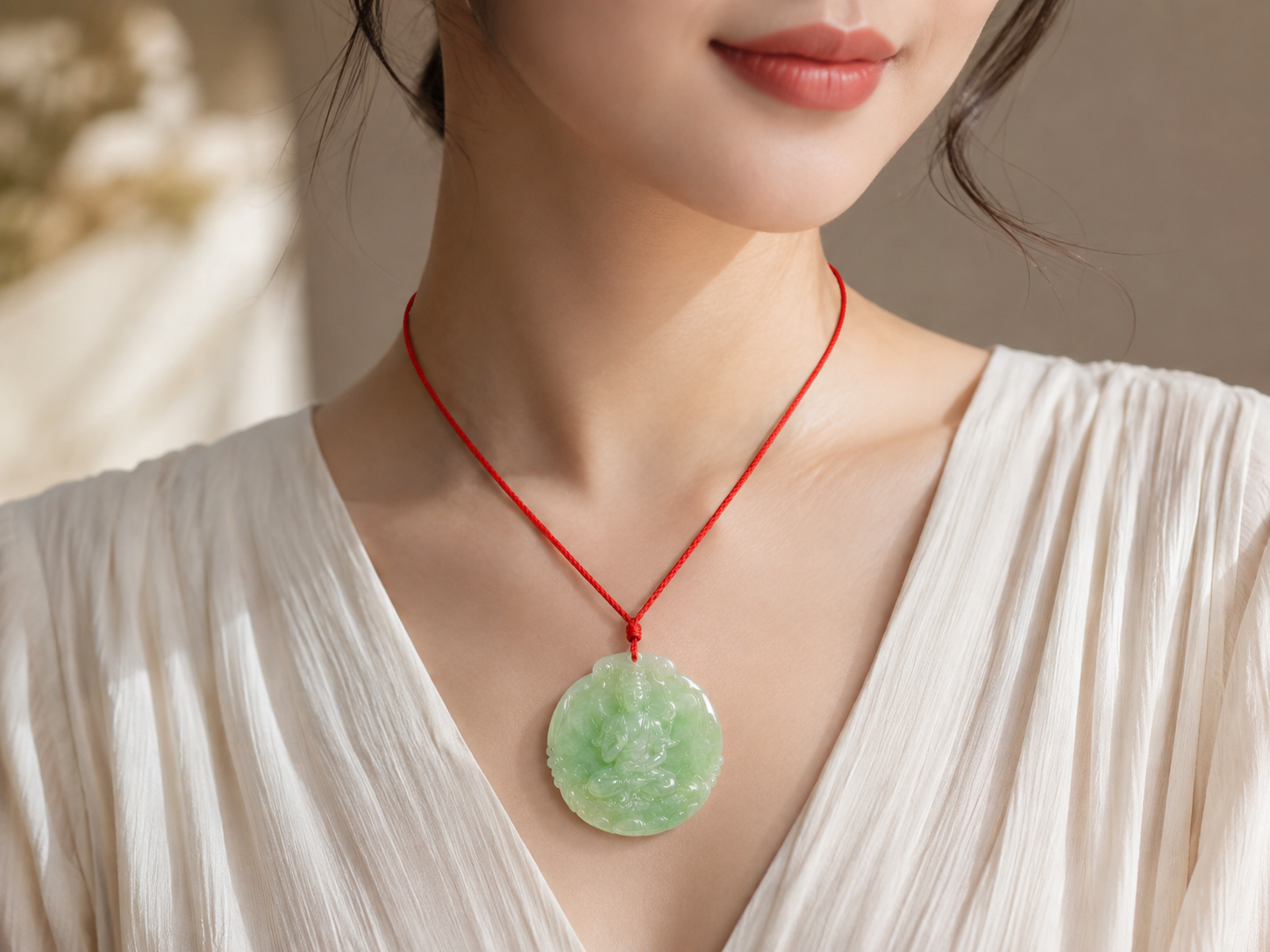 Jade Buddha Pendant Set
