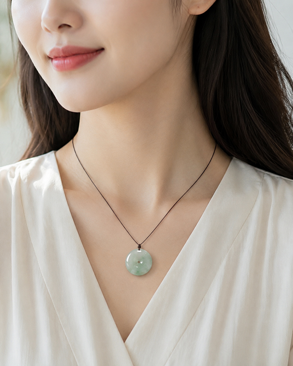 Jade Donut Pendant - 20 x 35 mm