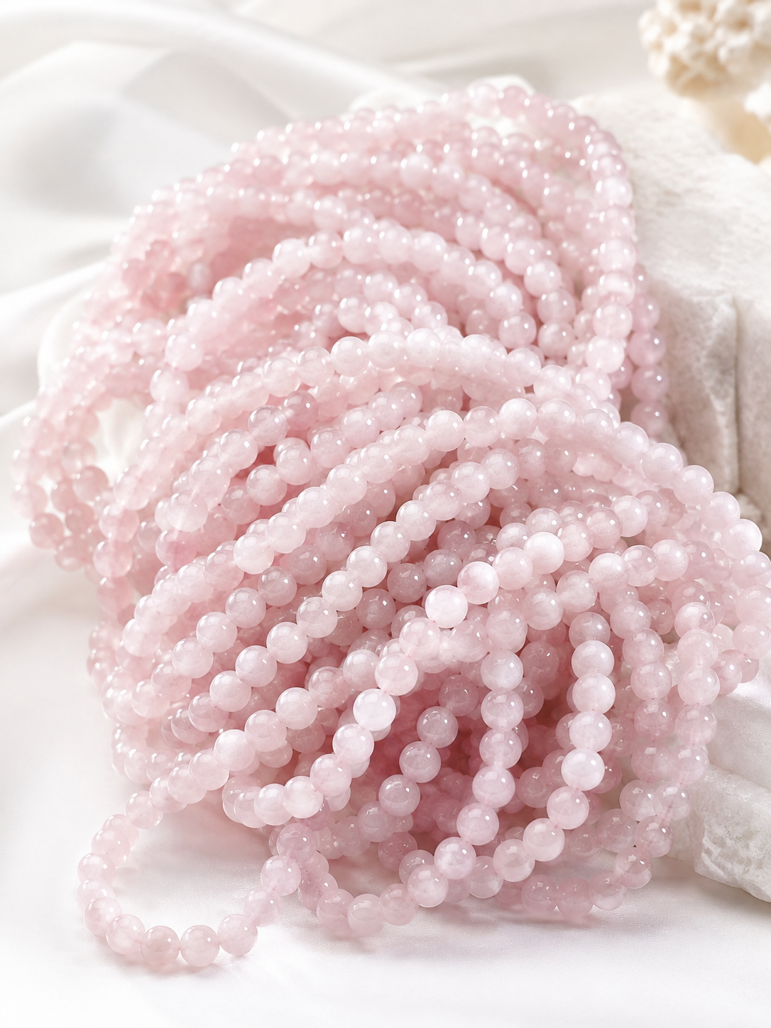 Jade Bead Bracelet - Pink Tone