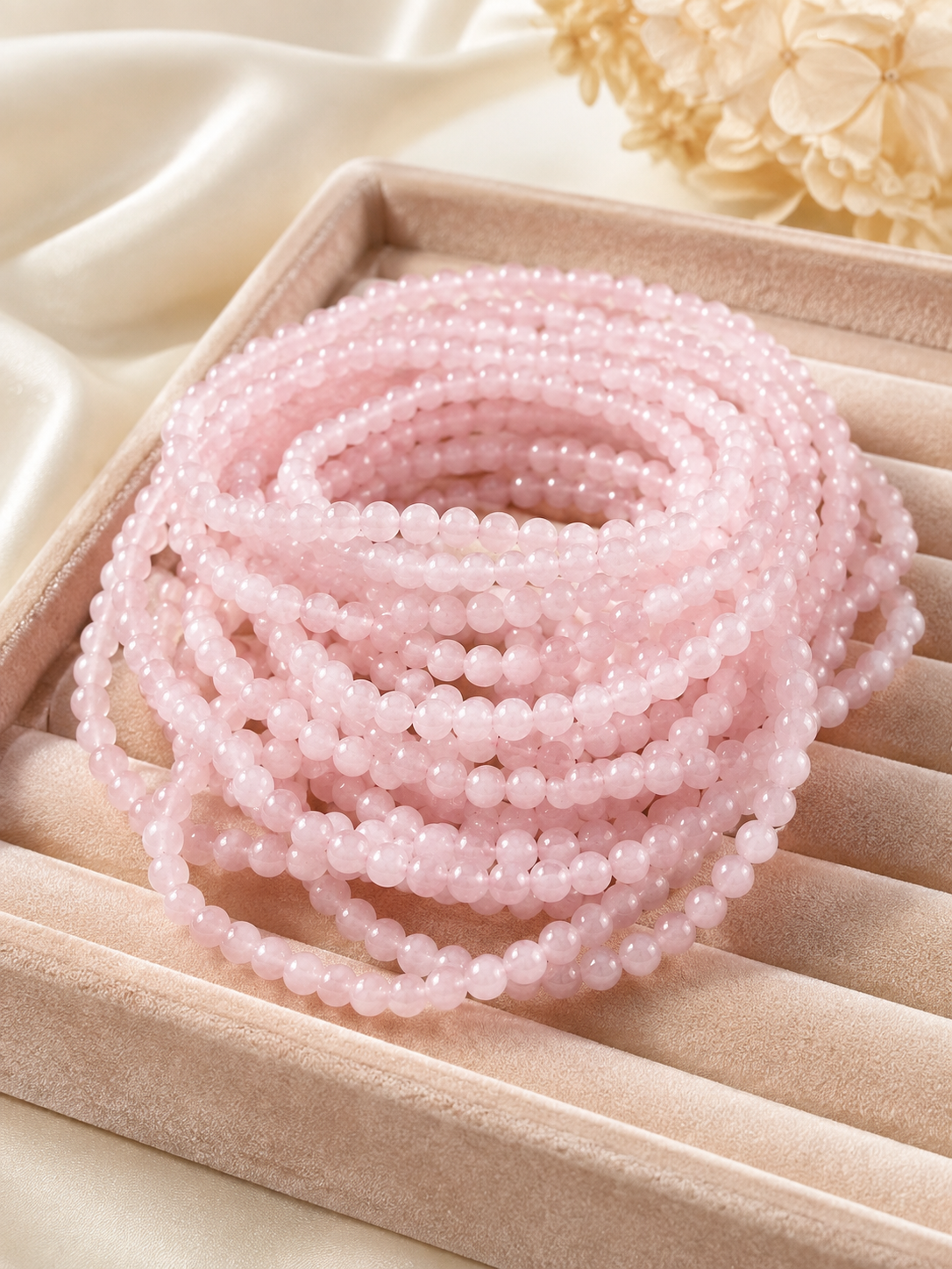 Jade Bead Bracelet - Pink Tone