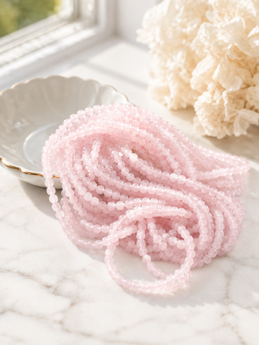 Jade Bead Bracelet - Pink Tone