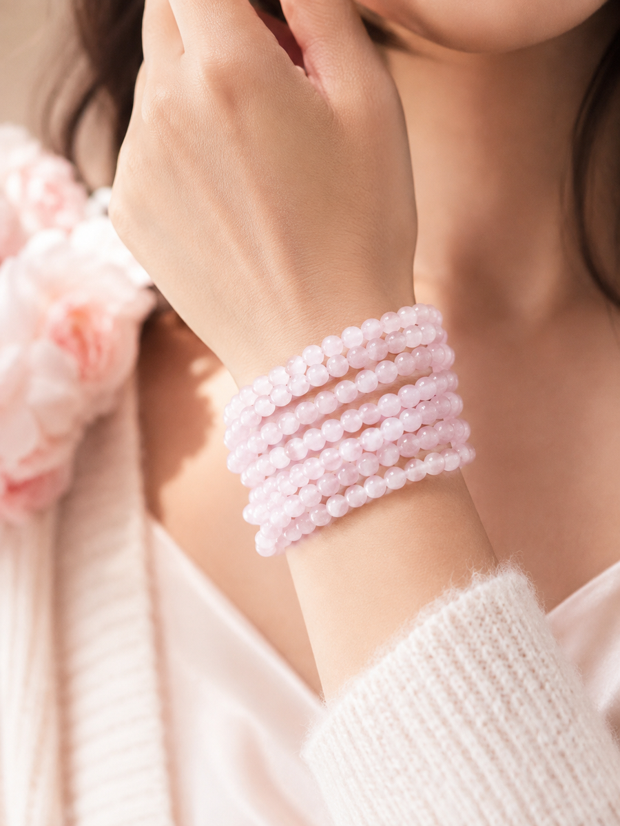 Jade Bead Bracelet - Pink Tone