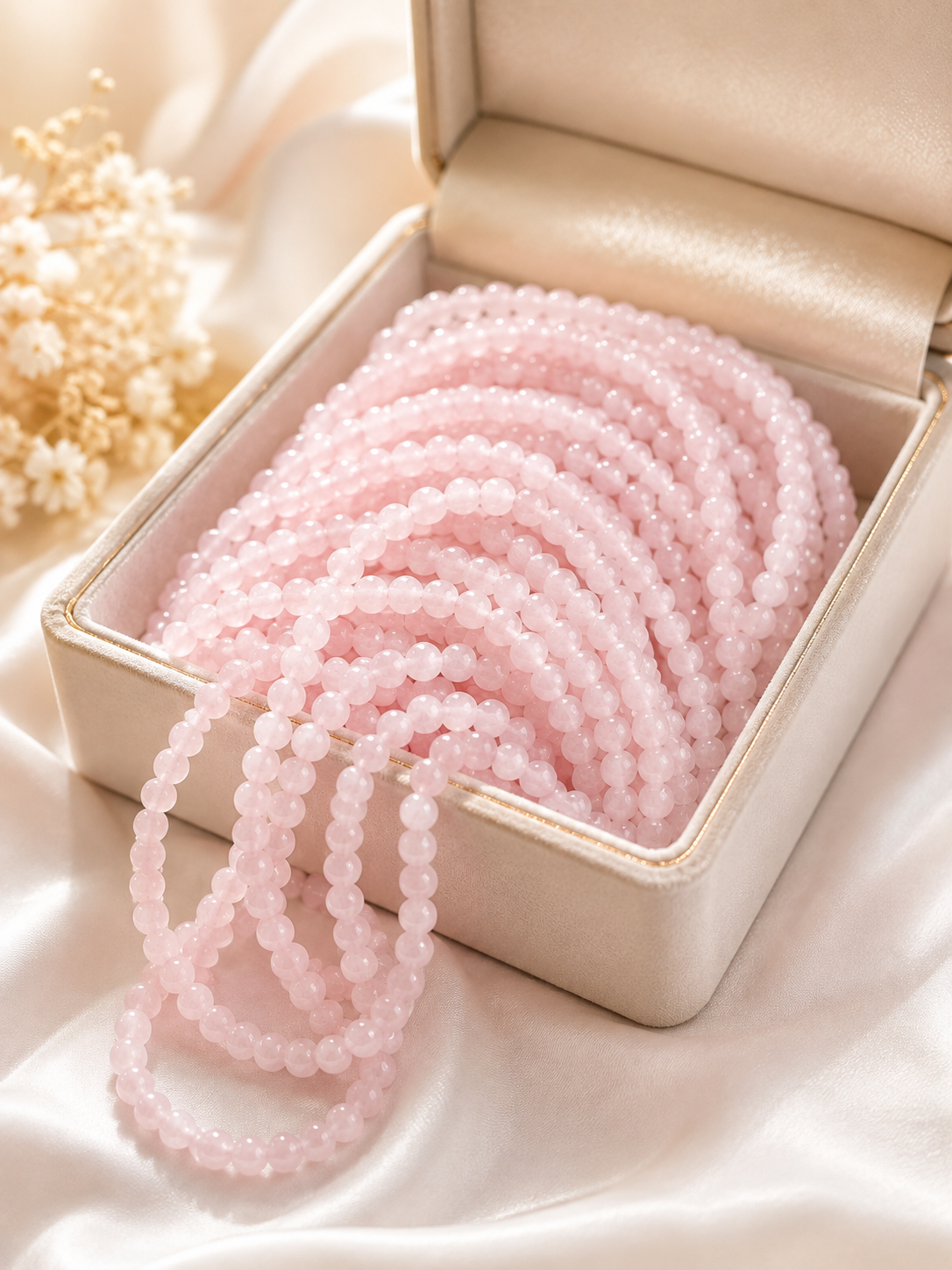 Jade Bead Bracelet - Pink Tone