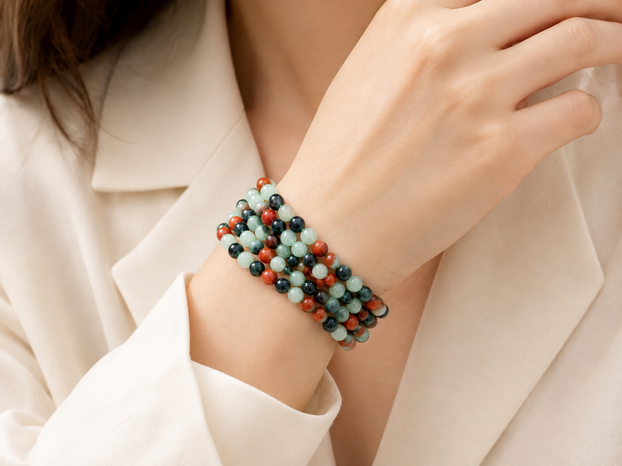 Jade Bead Bracelet - Mixed Tone