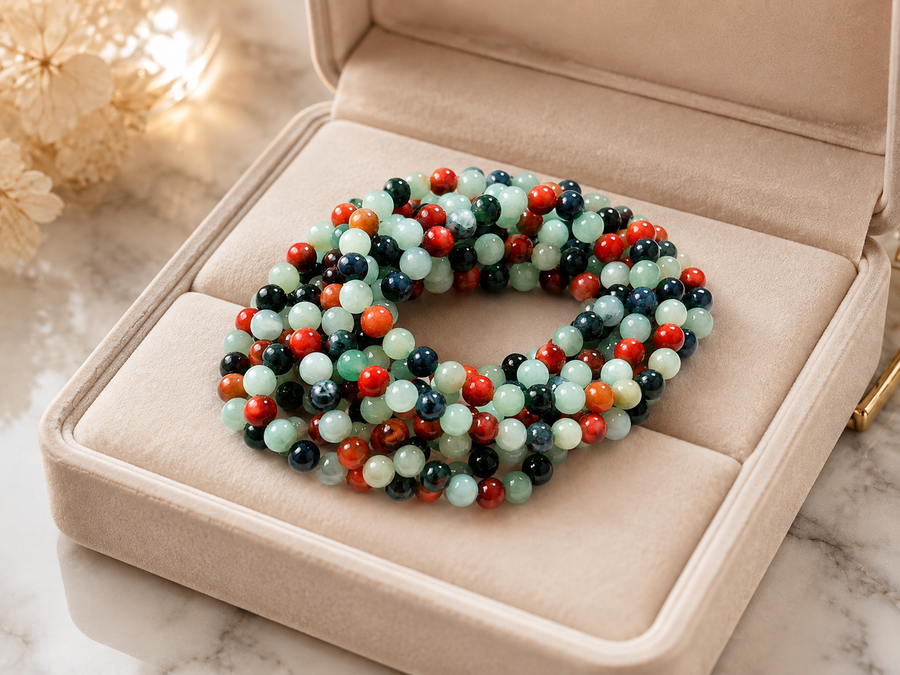 Jade Bead Bracelet - Mixed Tone