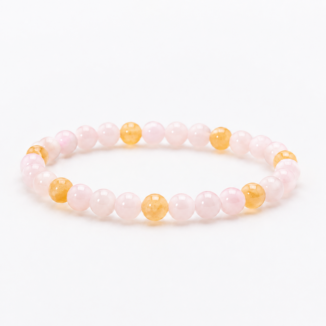 Jade Bead Bracelet - Pink and Yellow Tone