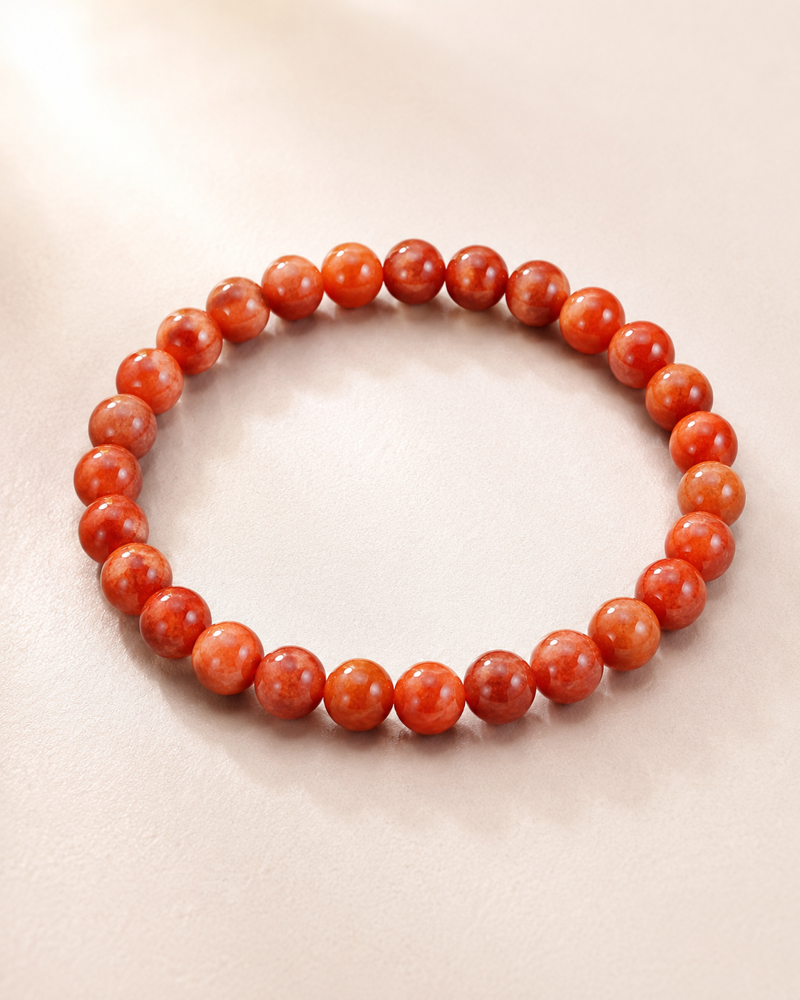 Jade Bead Bracelet - Red Tone