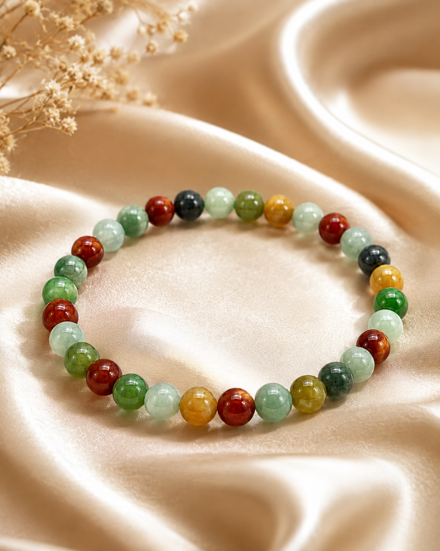 Jade Bead Bracelet - Mixed Stone Tone