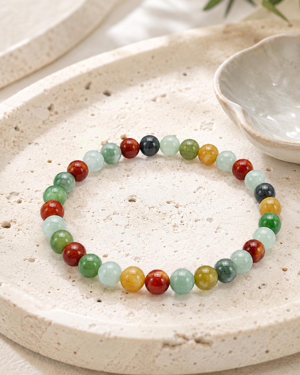 Jade Bead Bracelet - Mixed Stone Tone