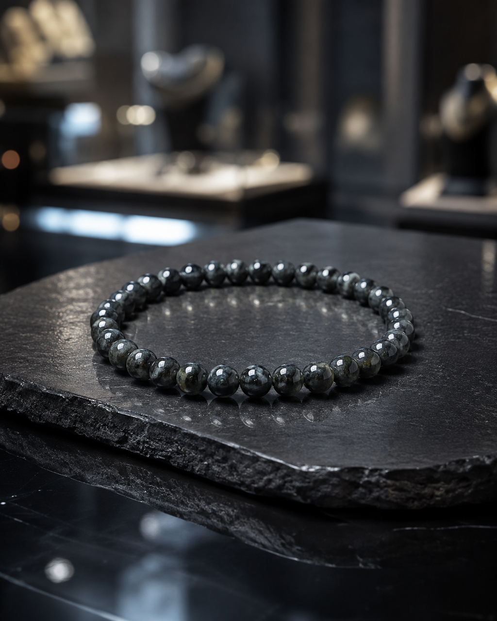 Jade Bead Bracelet - Black and White Tone