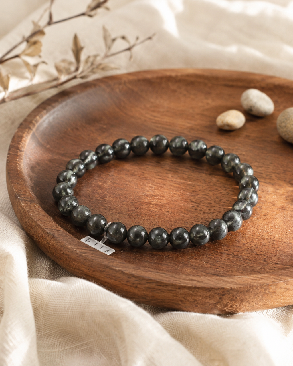 Jade Bead Bracelet - Black and White Tone