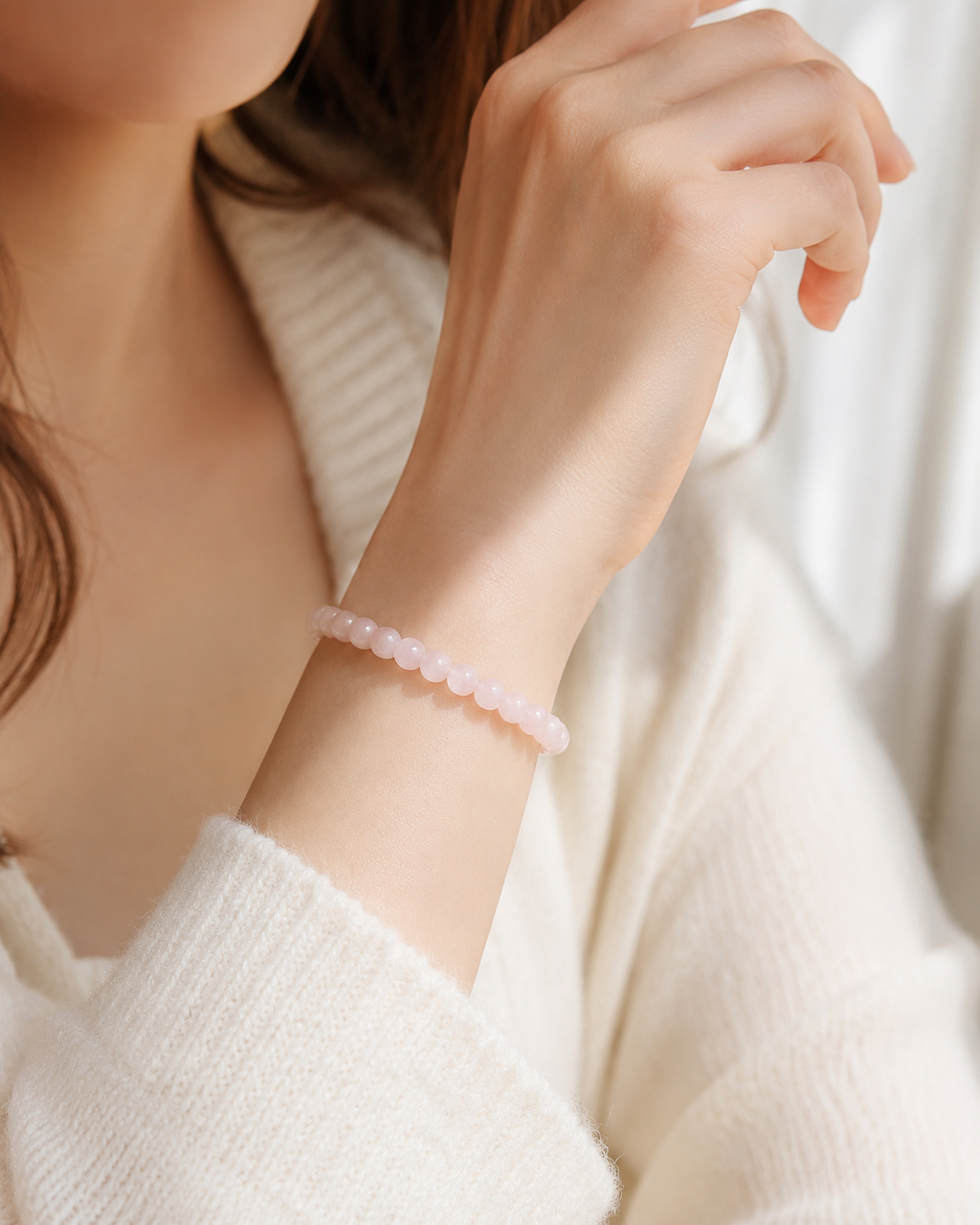 Jade Bead Bracelet - Pink Tone