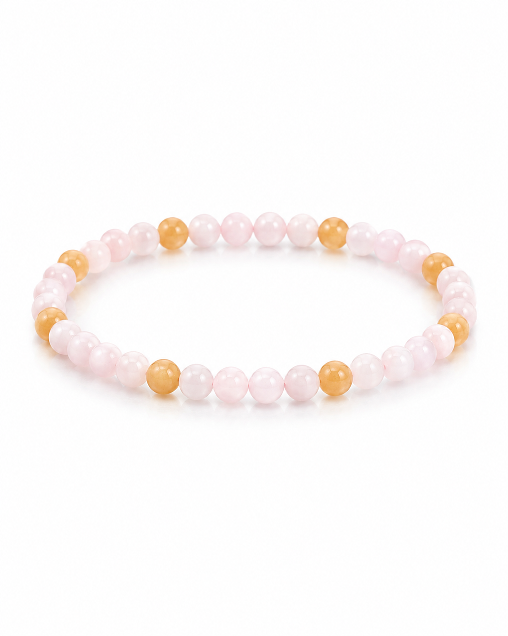 Jade Bead Bracelet - Pink and Yellow Tone