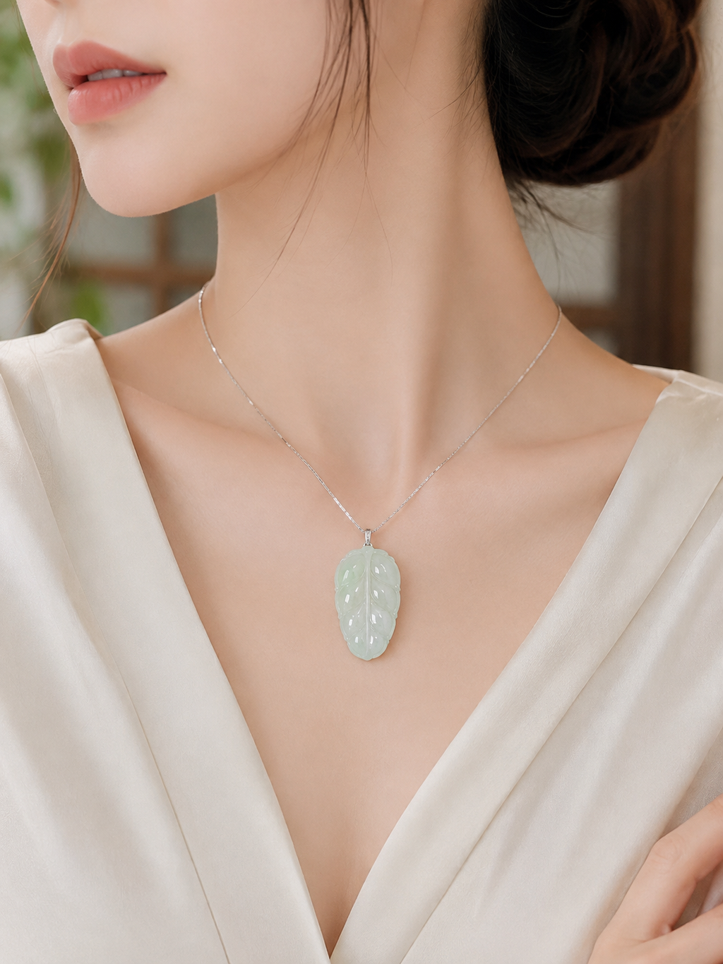 Jade Leaf Pendant - Large Size