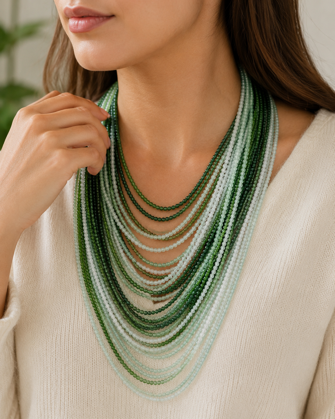 Jade Bead Necklace - approx. 4 mm bead size - Style 02