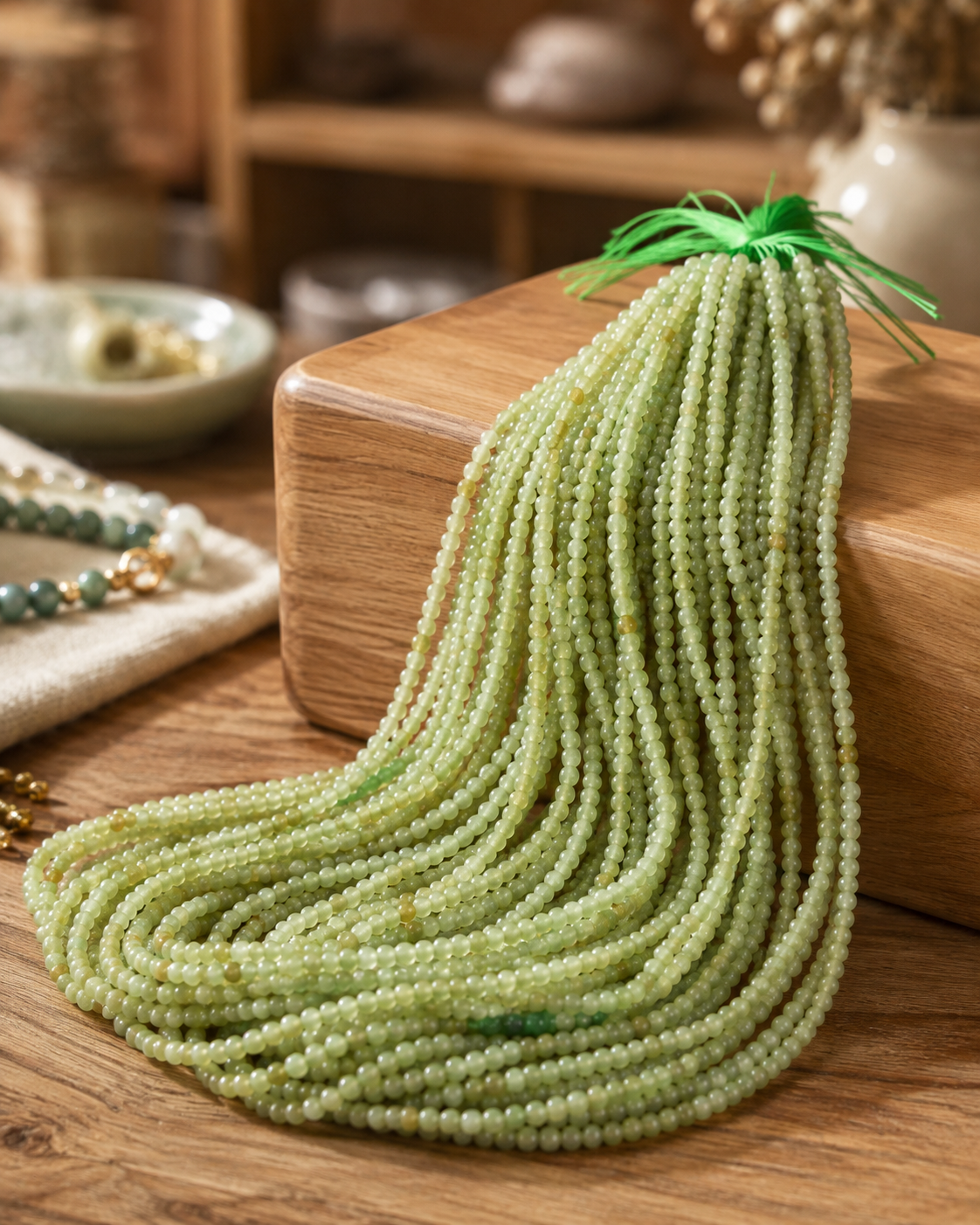 Jade Bead Necklace - approx. 5 mm bead size