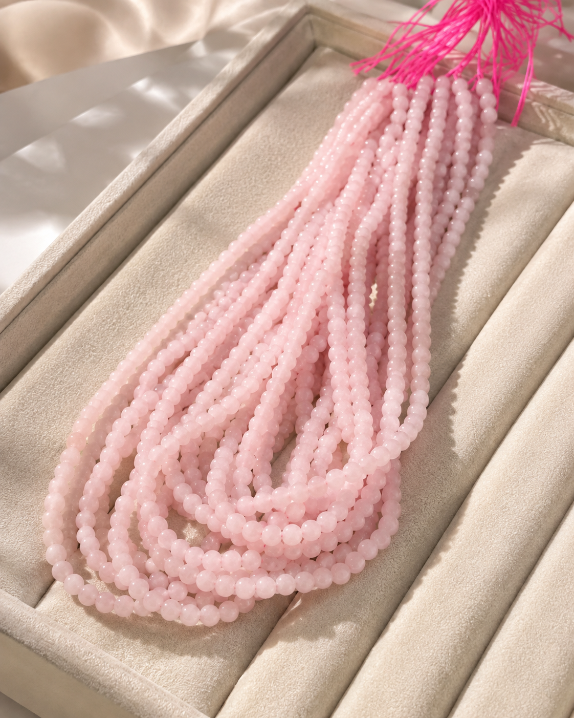 Jade Bead Necklace - Pink Tone