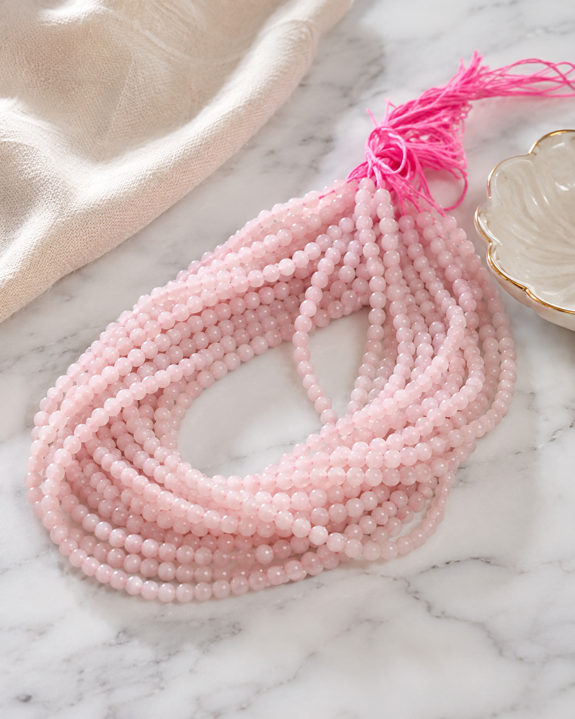 Jade Bead Necklace - Pink Tone