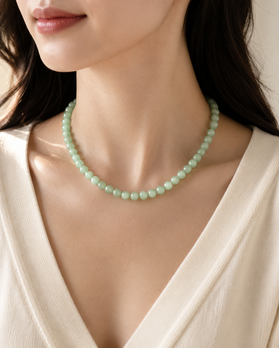 Jade Bead Necklace - approx. 8 mm bead size - Style 02