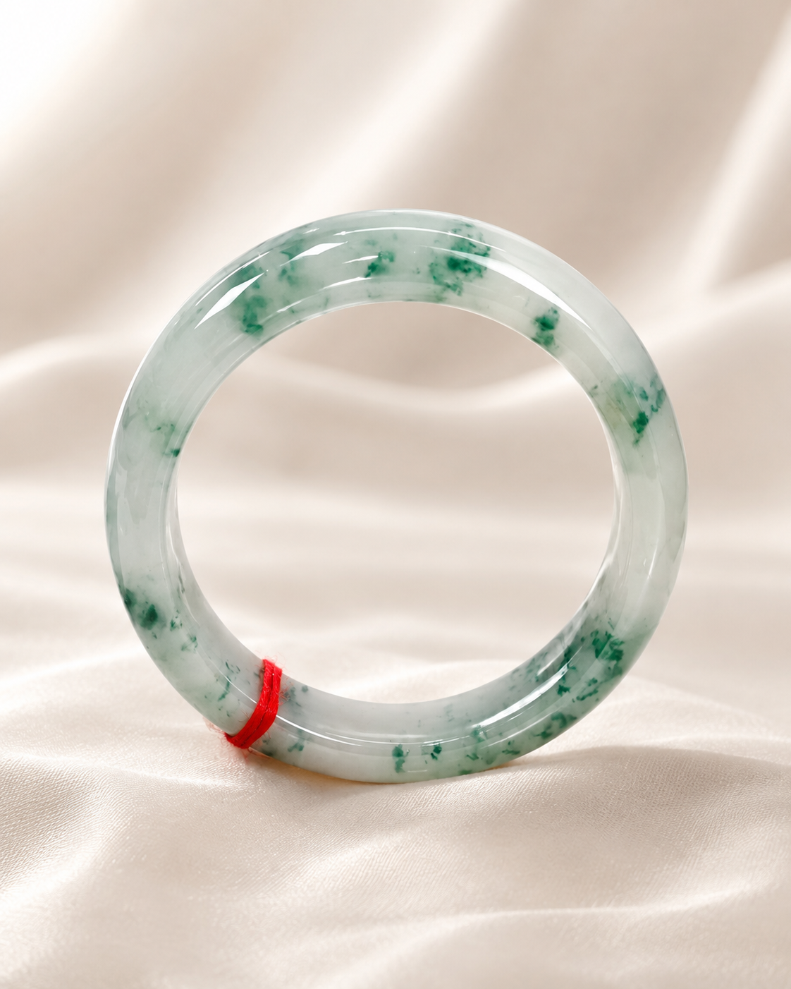 Treated Jadeite Bangle - Icy Floating Flower
