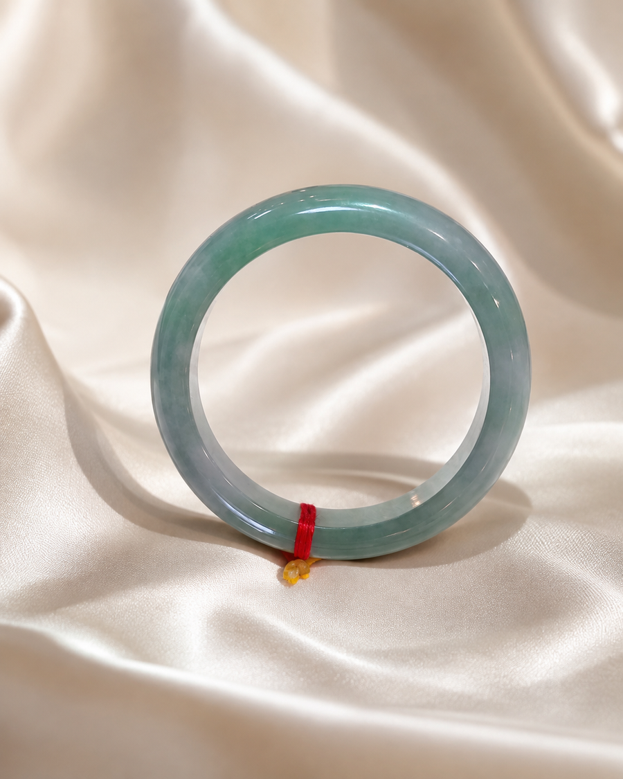 Treated Jadeite Bangle - Oil Green Tone