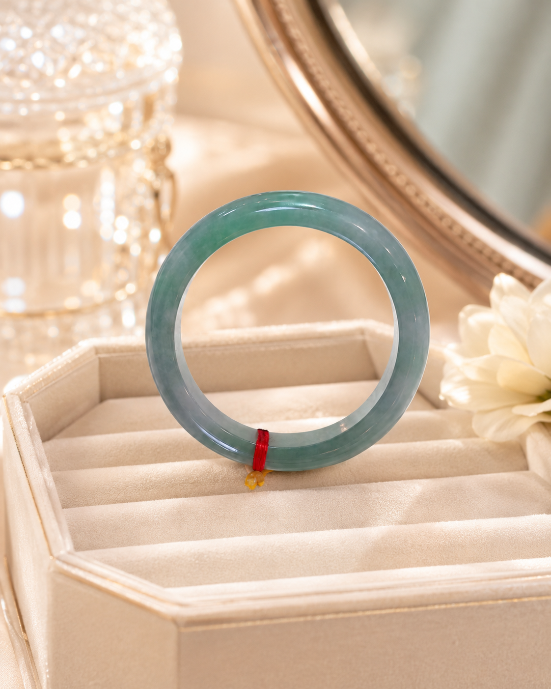 Treated Jadeite Bangle - Oil Green Tone