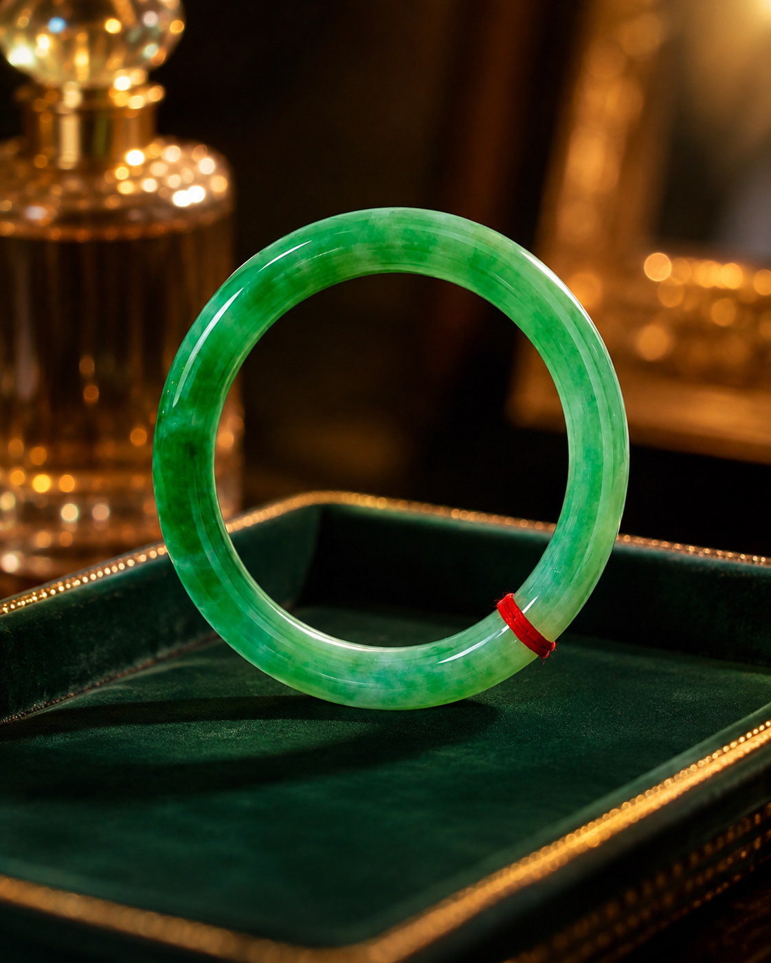 Treated Jadeite Bangle - Green Tone