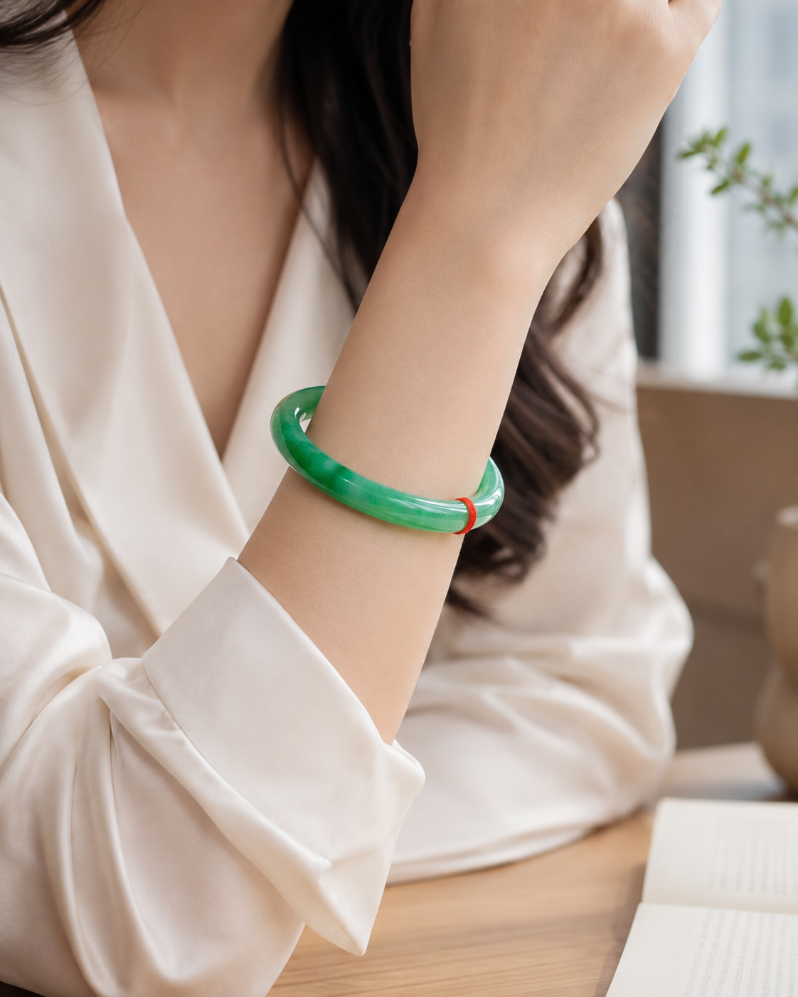 Treated Jadeite Bangle - Green Tone
