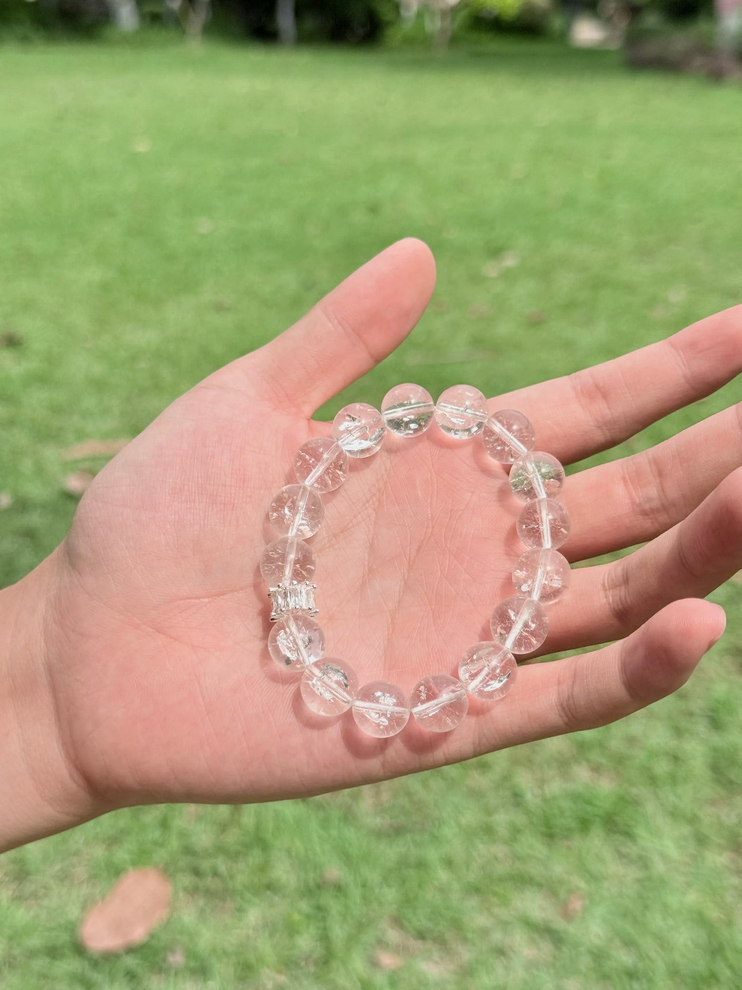 天然白水晶手鍊 — 12毫米