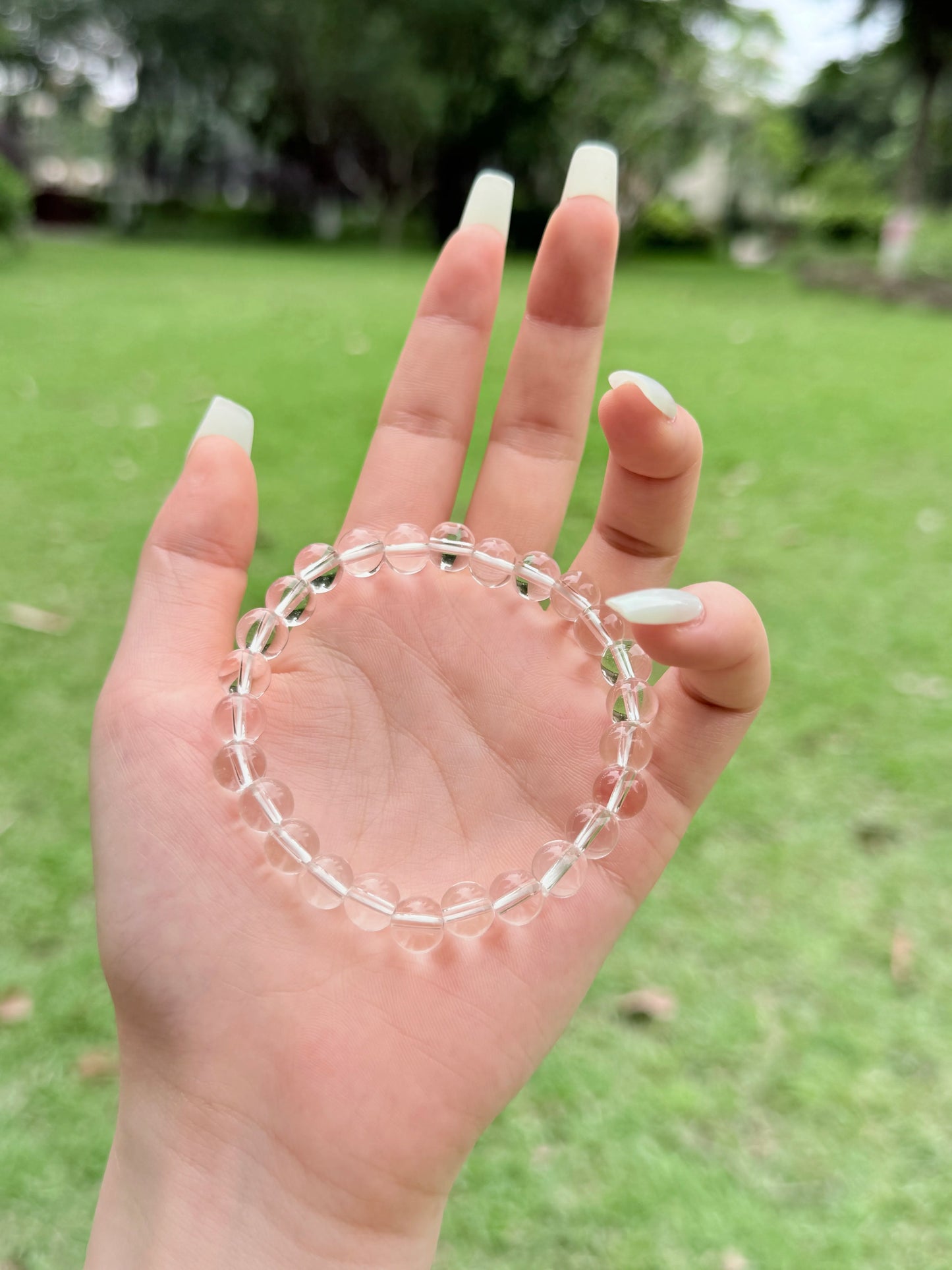 天然白水晶手鍊 — 10mm
