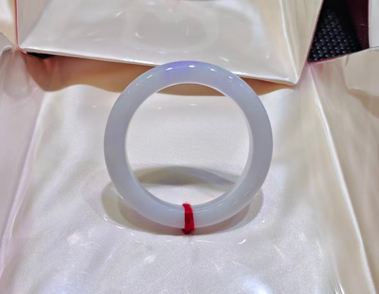 Natural Type A Jadeite Bangle | Icy Translucent White | Comfort Flat Cut 55.2mm | NGTC Certified | Direct from Sihui