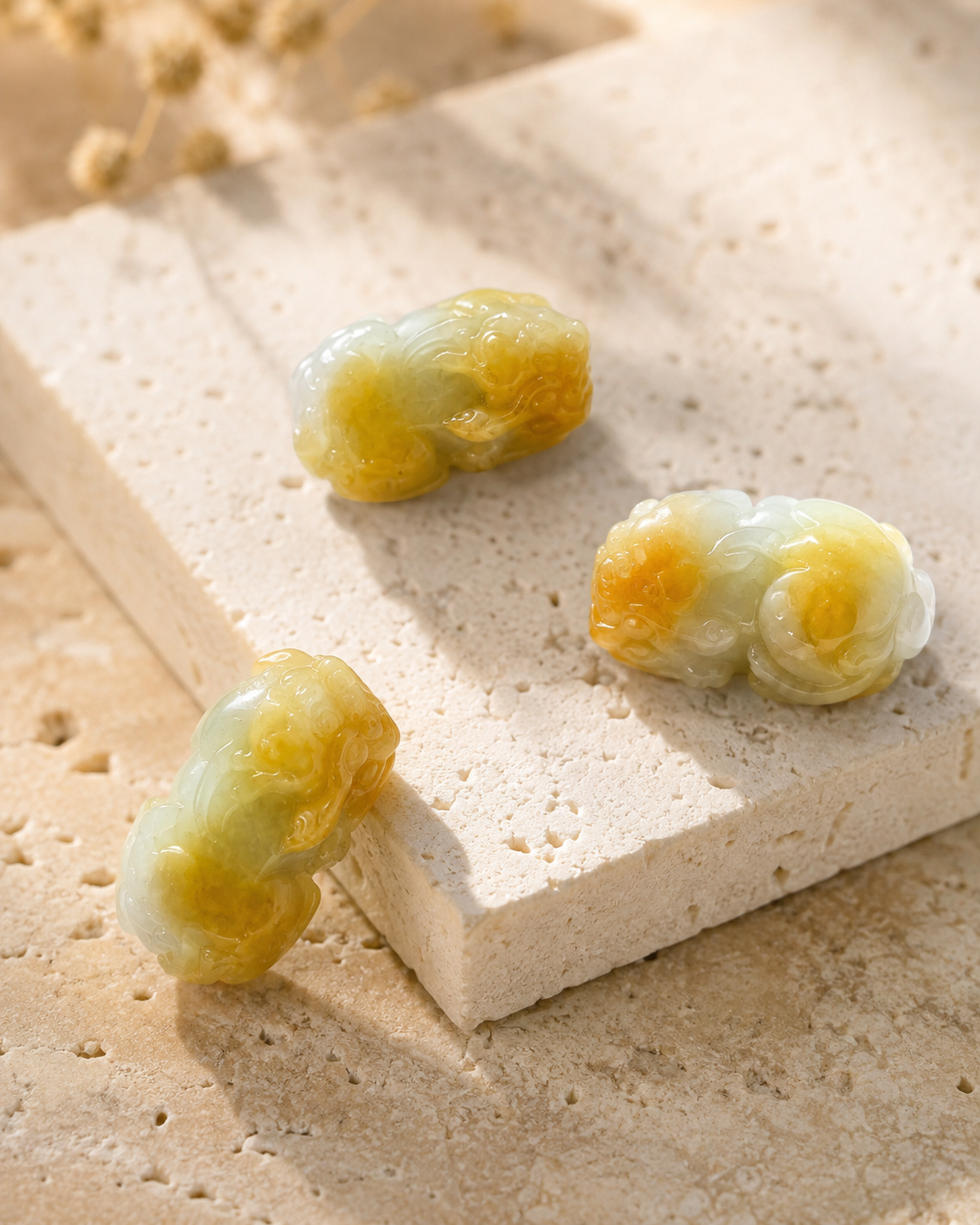 Jade Pixiu Charm - Yellow Tone