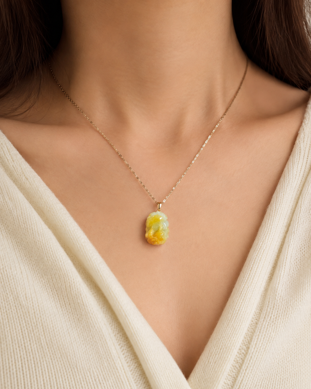 Jade Pixiu Charm - Yellow Tone