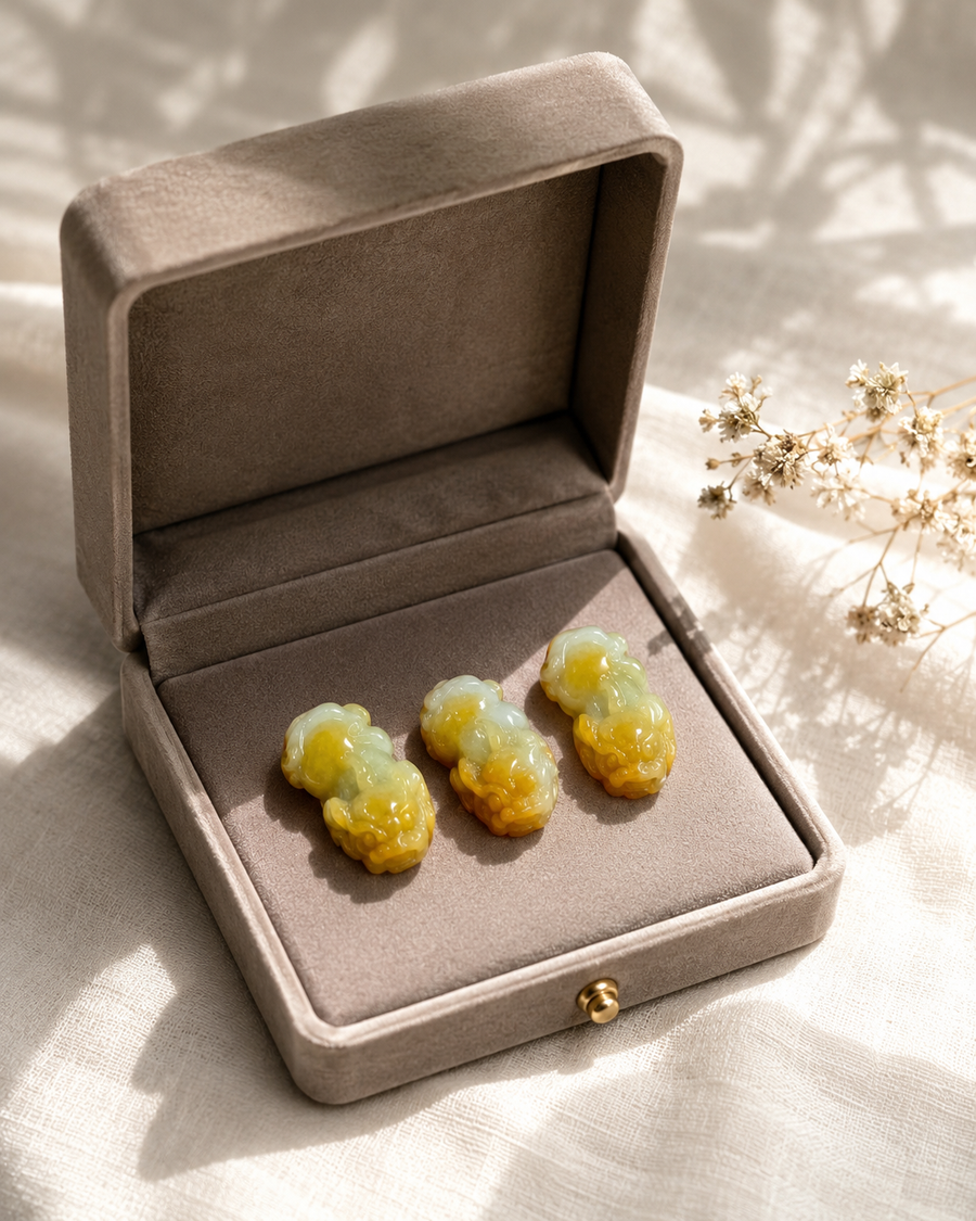 Jade Pixiu Charm - Yellow Tone