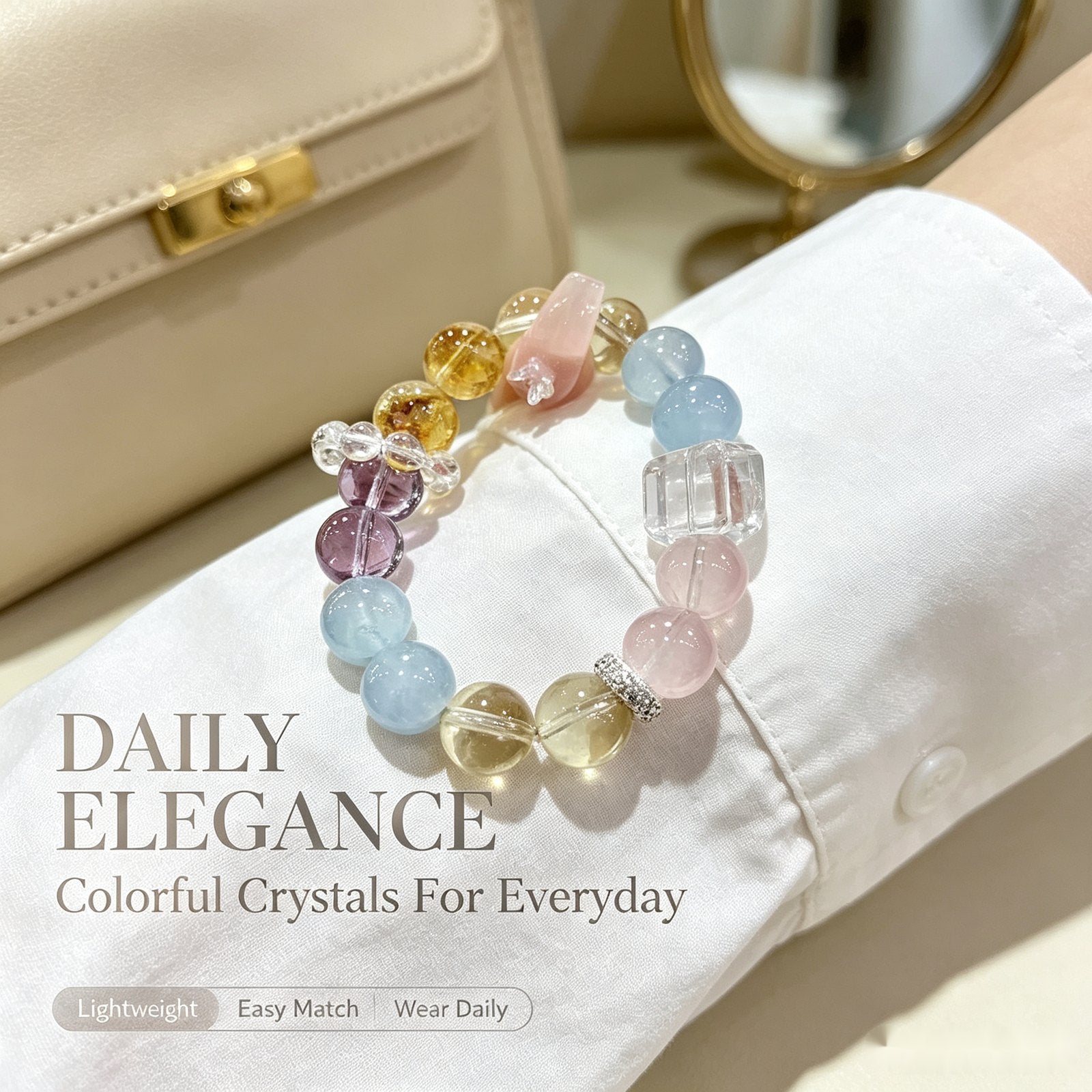 Colorful crystal bracelet styled for everyday elegance